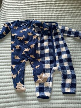 Carter's Baby Boys Fleece Footed Pajamas - Set of 2 - Size 9M Blue